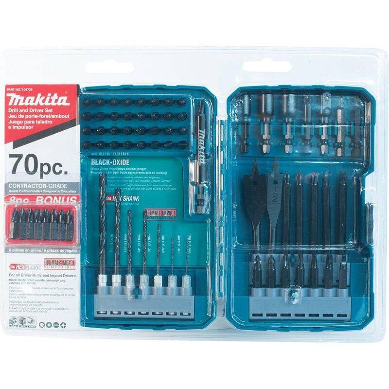 Set de puntas de destornillador y taladro de impacto Makita (70 piezas), Acero - T-01725