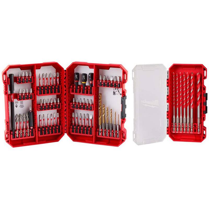 Set de puntas de destornillador de acero de aleación SHOCKWAVE de Milwaukee con kit de brocas de carburo para taladro percutor (67 piezas) - 48-32-4097-48-20-9052