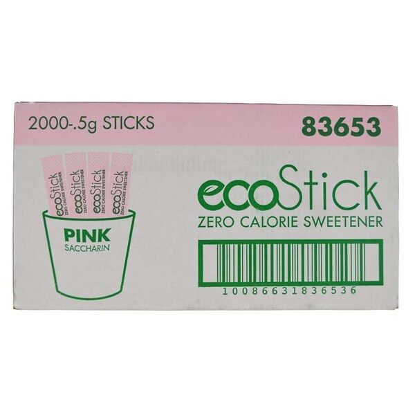Ecostick Ecostick Saccharin Sugar Substitute Pink Sticks .5g Packet, PK2000 - 83653