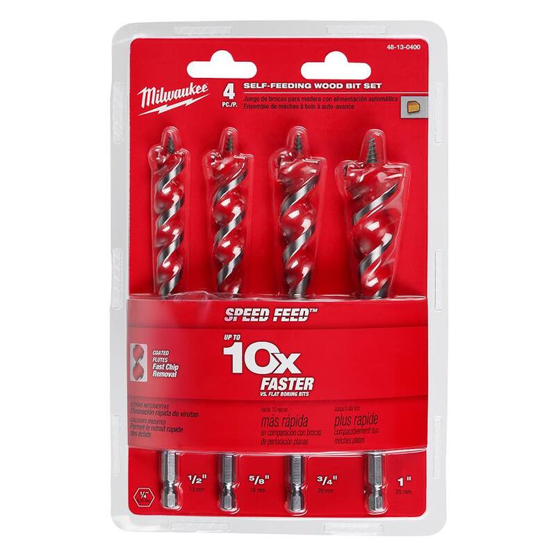Juego de brocas para perforar madera Milwaukee SPEED FEED Auger (4 piezas) - 48-13-0400