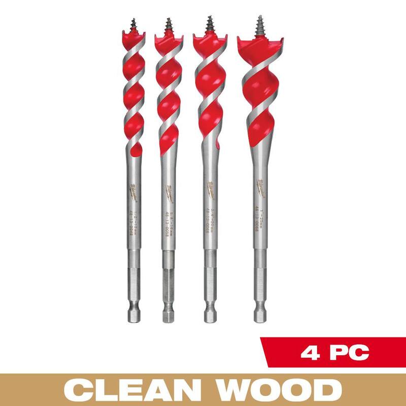 Juego de brocas para perforar madera Milwaukee SPEED FEED Auger (4 piezas) - 48-13-0400