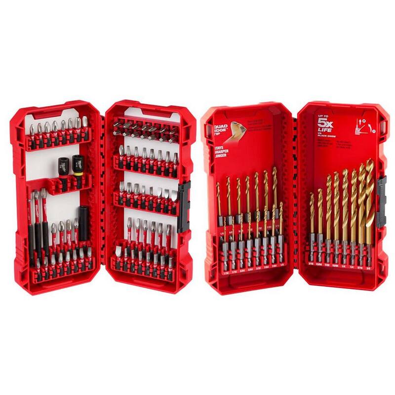 Juego de puntas para atornillador de aleación de acero Milwaukee SHOCKWAVE Impact Duty y juego de brocas de titanio (93 piezas) - 48-32-5151-48-89-4631