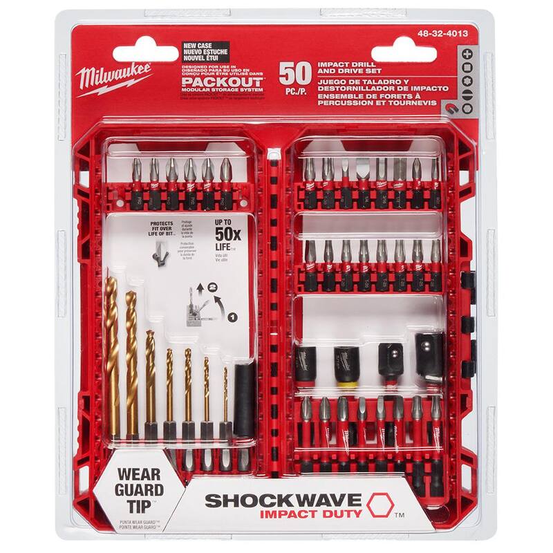 Set de Brocas para Taladro de Impacto SHOCKWAVE de Milwaukee y Puntas para Destornilladores de Acero de Aleación (50 piezas) - 48-32-4013