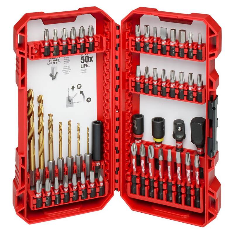 Set de Brocas para Taladro de Impacto SHOCKWAVE de Milwaukee y Puntas para Destornilladores de Acero de Aleación (50 piezas) - 48-32-4013