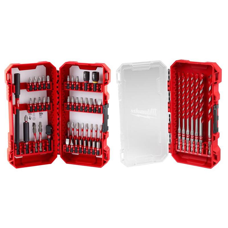 Set de puntas de destornillador de acero de aleación Impact Duty Milwaukee SHOCKWAVE con kit de brocas para taladro de martillo de carburo SHOCKWAVE (52 piezas) - 48-32-4023-48-20-9052
