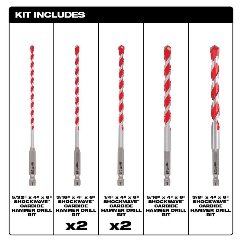 Set de puntas de destornillador de acero de aleación Impact Duty Milwaukee SHOCKWAVE con kit de brocas para taladro de martillo de carburo SHOCKWAVE (52 piezas) - 48-32-4023-48-20-9052