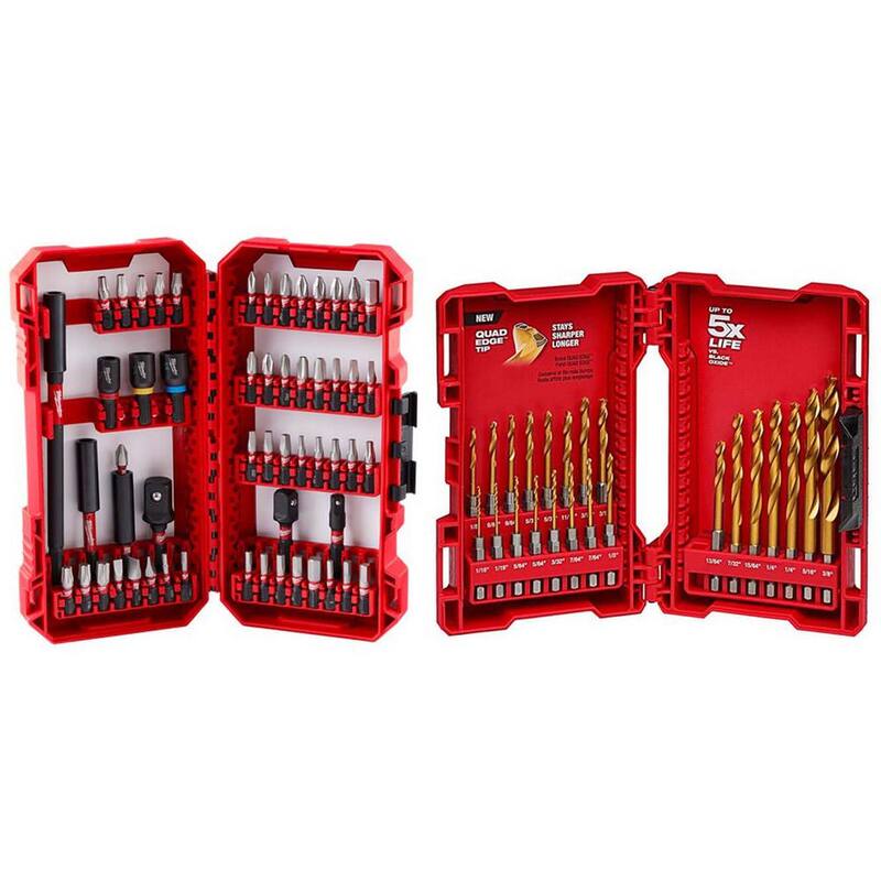 Juego de puntas de destornillador de acero de aleación Milwaukee SHOCKWAVE y juego de brocas de titanio Shockwave (78 piezas) - 48-32-4096-48-89-4631