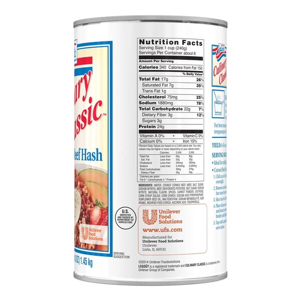 Legout Corned Beef Hash Heat & Servecanned Entree 51 oz., PK12 - 3750064863