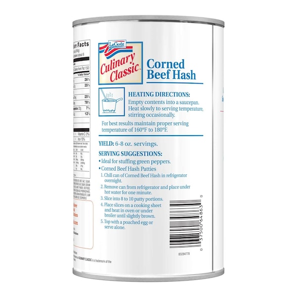 Legout Corned Beef Hash Heat & Servecanned Entree 51 oz., PK12 - 3750064863