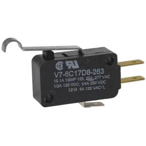 Interruptor de acción rápida en miniatura de Honeywell, palanca, actuador de rodillo simulado, SPDT, clasificación de contacto de 15A @ 240V CA - V7-6C17D8-263
