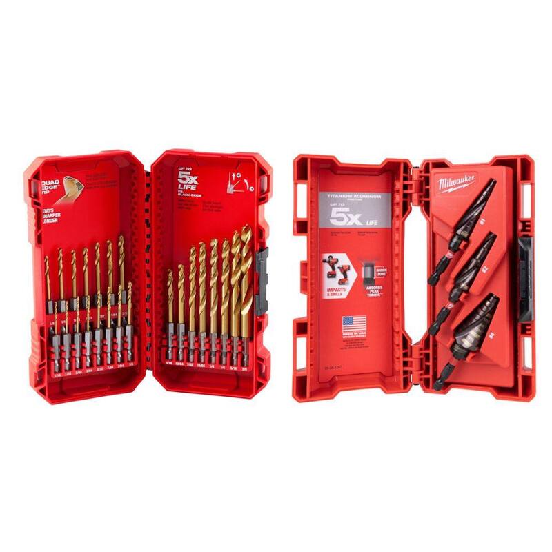 Kit de Brocas de Paso Milwaukee Titanium SHOCKWAVE Impact Duty con Set de Brocas de Titanio (26 Piezas) - 48-89-9257-48-89-4631