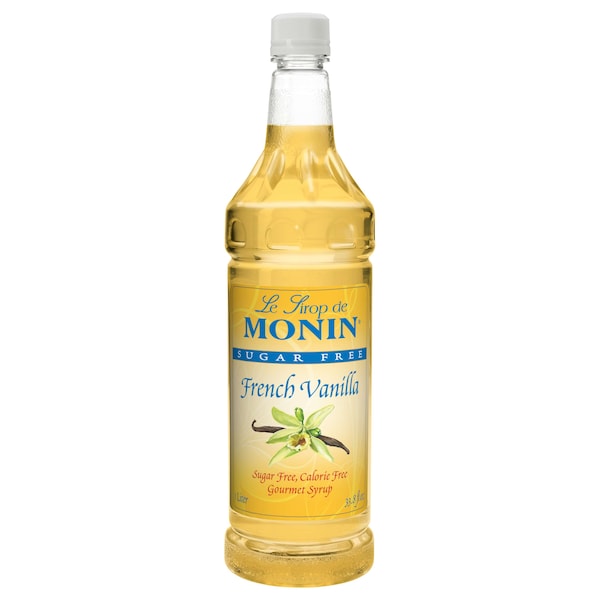 Monin Monin Sugar-Free French Vanilla Syrup 1 Liter Bottle, PK4 - M-FS190F