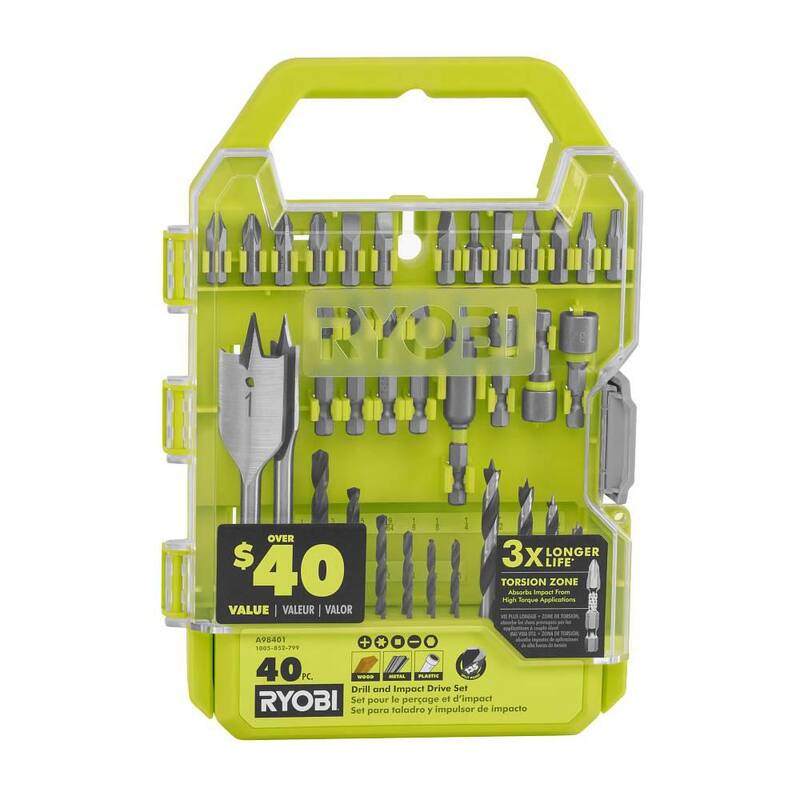 RYOBI Juego de impacto de 70 piezas calificado con 40 piezas de taladro y kit de impulsión de impacto - AR2040-A98401.
