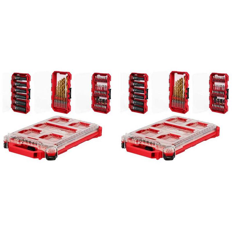 Juego de puntas de destornillador de acero de aleación Milwaukee SHOCKWAVE Impact Duty con (2) estuches PACKOUT (120 piezas) - 48-32-5162-48-32-5162