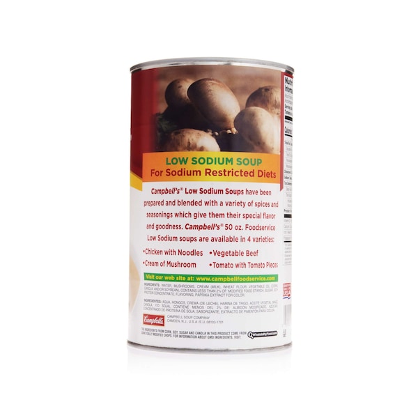 Campbells Campbell's Low Sodium Cream Of Mushroom Soup 49.5 oz., PK12 - 000025098