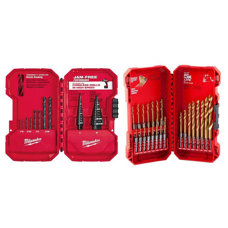 Set de brocas escalonadas de óxido negro Milwaukee con juego de brocas de titanio (33 piezas) - 48-89-9222-48-89-4631