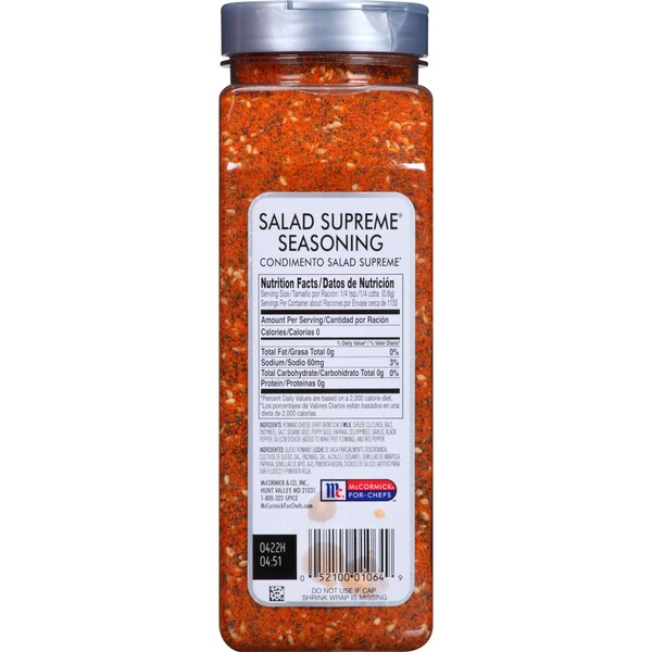 Mccormick McCormick Culinary Salad Supreme Seasoning 24 oz. Container, PK6 - 900223194