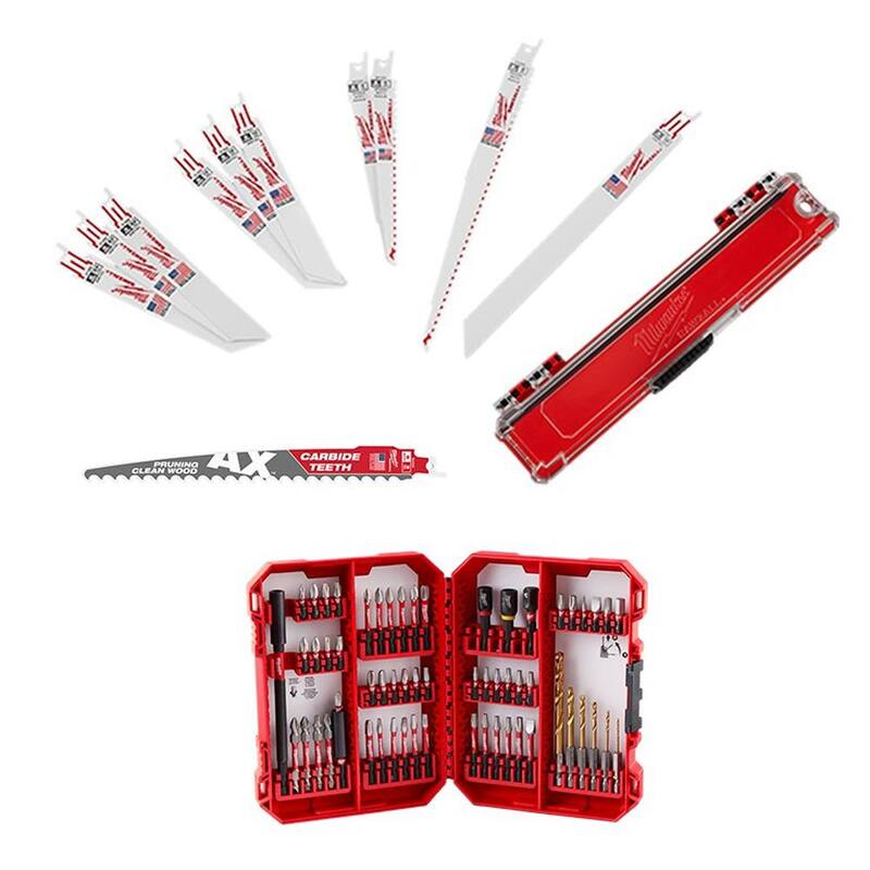 Set de puntas de destornillador de acero aleado Milwaukee SHOCKWAVE Impact Duty con set de hojas de sierra reciproca SAWZALL (71 piezas) - 48-32-4097-49-22-1110H