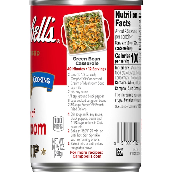 Campbells Condensed Soup Red & White Cream Of Mushroom Soup 10.5 oz., PK48 - 000001261