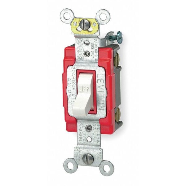 Interruptor de pared Leviton, 1 polo, 120/277V, 20A, blanco, palanca - 1221-2W