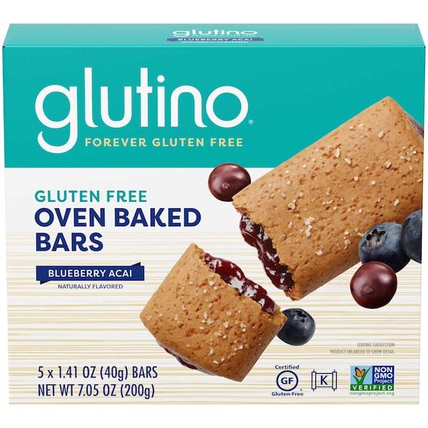 Glutino Glutino Gluten Free Blueberry Acai Oven Baked Bar 7.05 oz. Box, PK12 - 7852303075