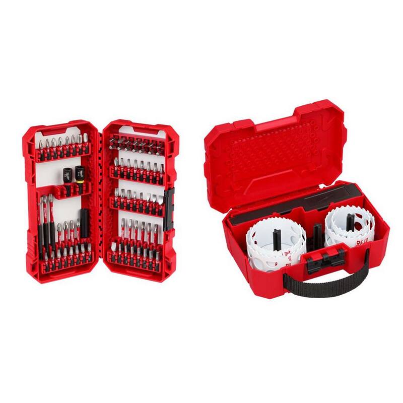 Set de puntas de desarmador de aleación de acero Milwaukee SHOCKWAVE Impact Duty y set de sierras perforadoras bimetálicas Hole Dozer (77 piezas) - 48-32-5151-49-22-4038