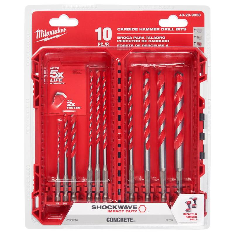 Milwaukee SHOCKWAVE Juego de puntas de desarmador de aleación de acero para impacto y juego de brocas de carburo para taladro de martillo (80 piezas) - 48-32-5151-48-20-9058