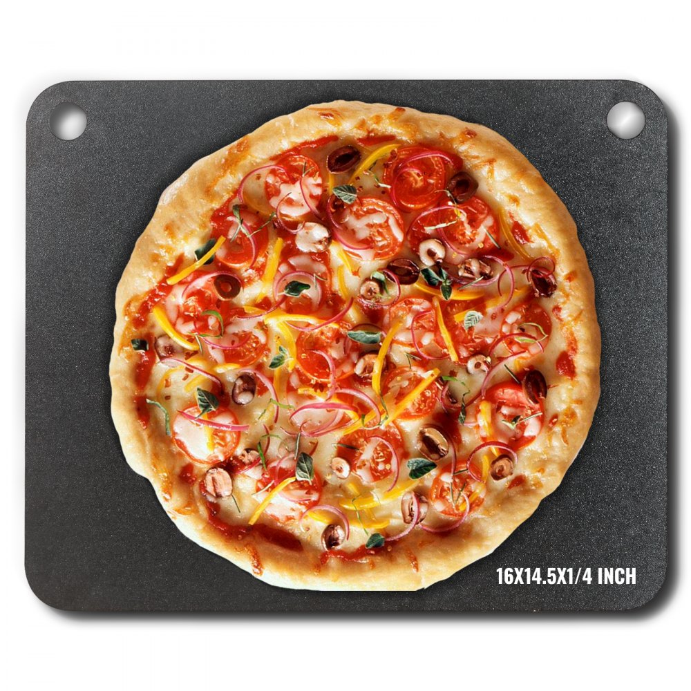 VEVOR Pizza Steel, 16" x 14.5" x 1/4" Pizza Steel Plate for Oven, Pre-Seasoned Carbon Steel Pizza Baking Stone with 20X Higher Conductivity, Heavy Duty Pizza Pan for Outdoor Grill, Indoor Oven - FXPSPSGB1614O1YE3V0