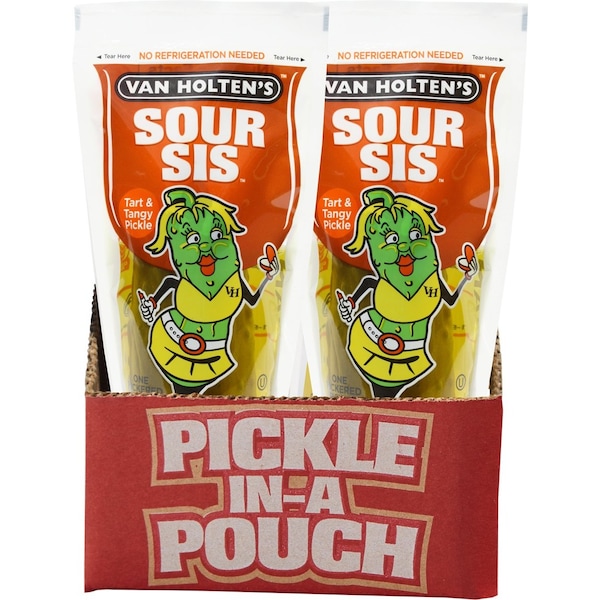 Van Holtens King Size Sour Sis Pickle Individually Packed In A Pouch, PK12 - 1012SS