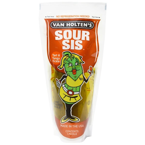 Van Holtens King Size Sour Sis Pickle Individually Packed In A Pouch, PK12 - 1012SS