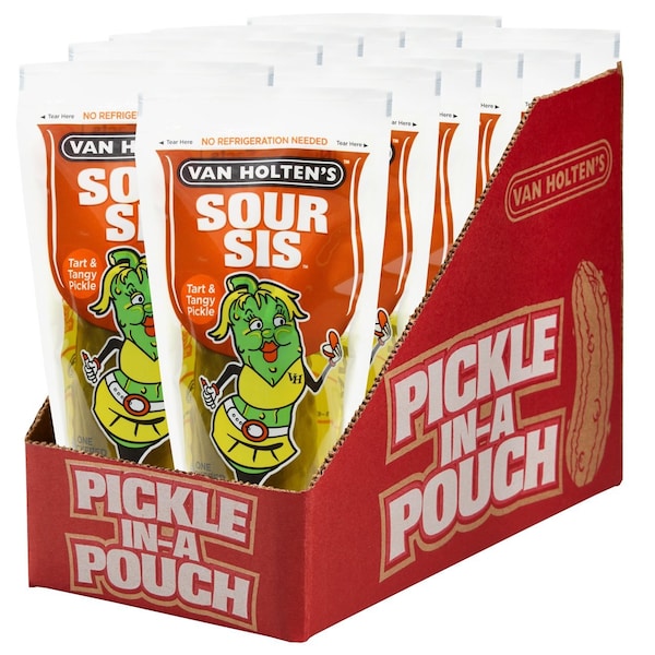 Van Holtens King Size Sour Sis Pickle Individually Packed In A Pouch, PK12 - 1012SS