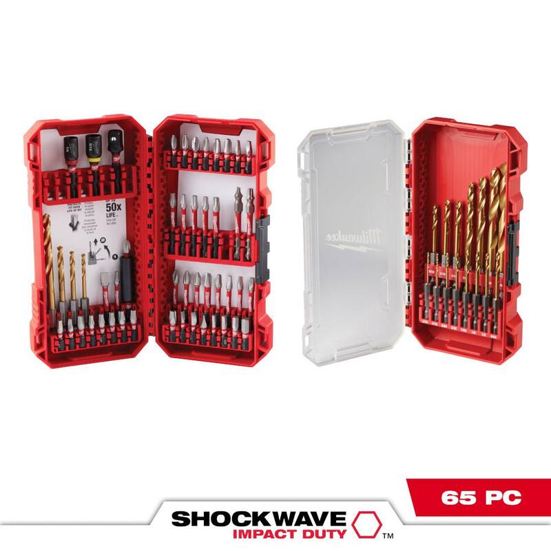 Juego de puntas de destornillador de acero de aleación Milwaukee SHOCKWAVE Impact-Duty (65 piezas) - 48-32-4024-48-89-4670