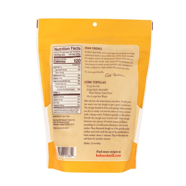Bobs Red Mill Natural Foods Bob's Red Mill Golden Corn Flour Masa Harina 22 oz. Pouches, PK4 - 1142S224