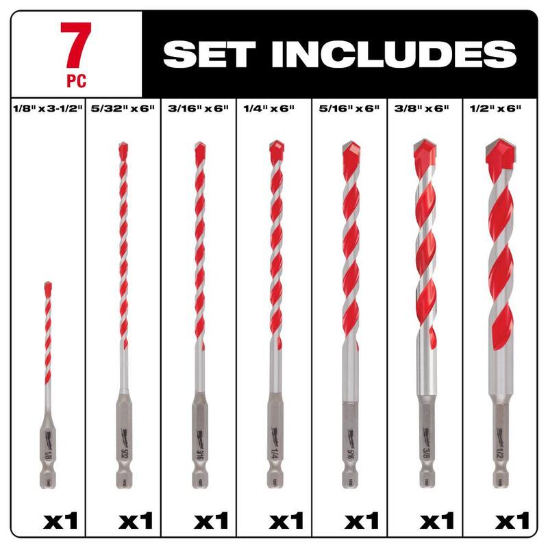 Juego de puntas de acero aleado de impacto Milwaukee SHOCKWAVE con kit de brocas más martillo de carburo para concreto/piedra (52 piezas) - 48-32-4023-48-20-9057