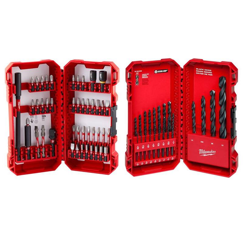 Juego de puntas de destornillador de acero de aleación Milwaukee SHOCKWAVE Impact Duty con juego de brocas Red Helix de cobalto (74 piezas) - 48-32-4023-48-89-2332.