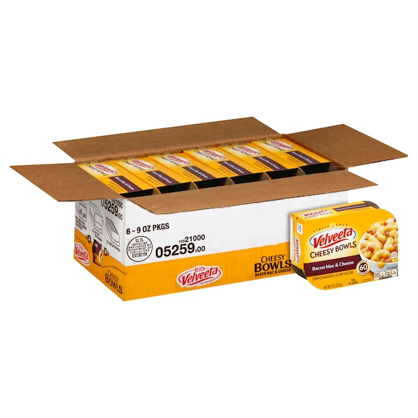 Velveeta Dinner Macaroni & Cheese Bacon Bowl 9 oz., PK6 - 10021000052599