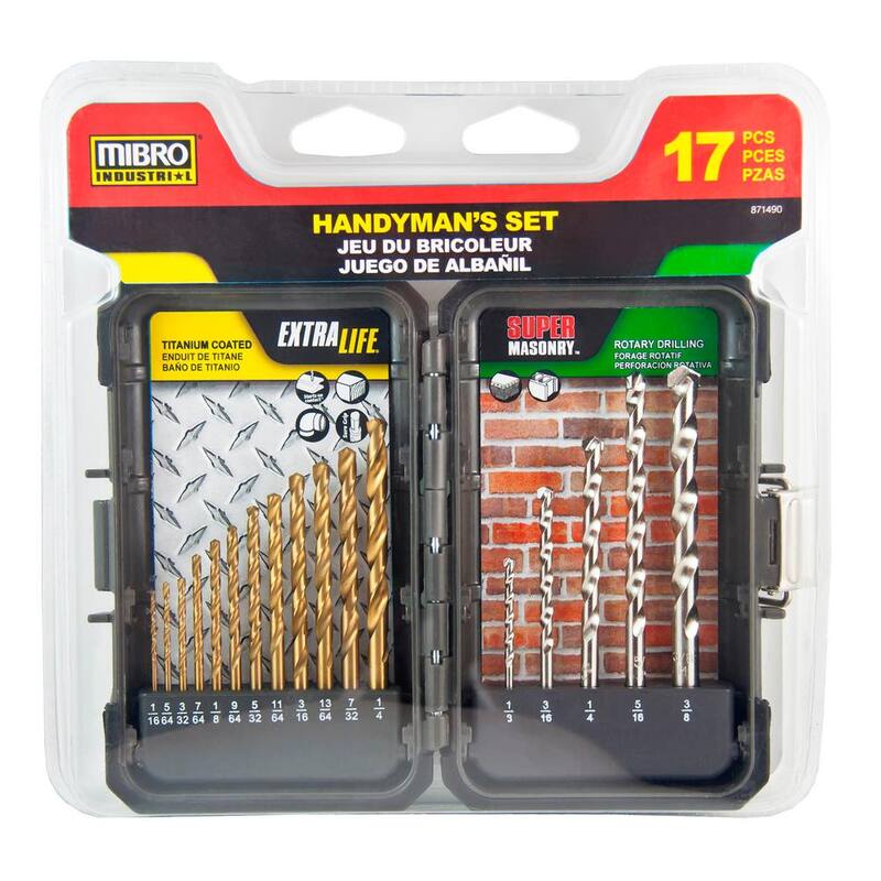 Set de brocas de titanio industrial y mampostería de 17 piezas para uso general y bricolaje del MIBRO Handyman - 871490