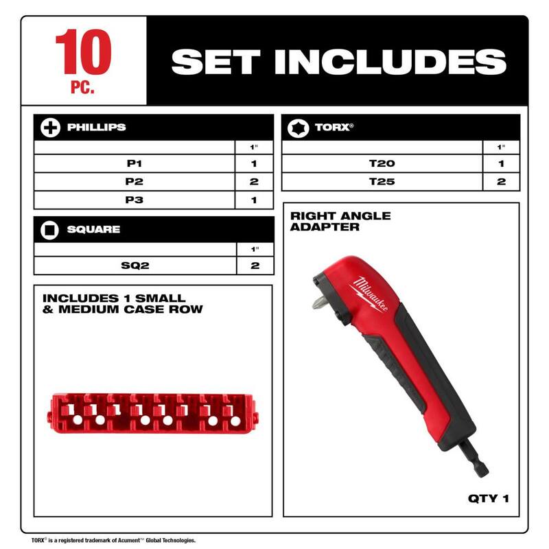 Milwaukee Juego de puntas de destornillador de acero aleado SHOCKWAVE Impact Duty con estuche PACKOUT y juego de adaptadores de ángulo recto (80 piezas) - 48-32-5151-48-32-2390K
