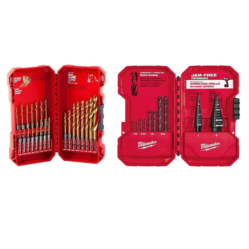 Set de Broca Escalonada Negro Óxido de Milwaukee con Set de Brocas de Titanio (29 piezas) - 48-89-9224-48-89-4631