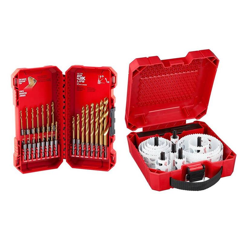 Set de brocas Milwaukee SWITCHBLADE para plomeros con brocas Selfeed y Set de brocas de titanio SHOCKWAVE IMPACT DUTY (28 piezas) - 49-22-5100-48-89-4631