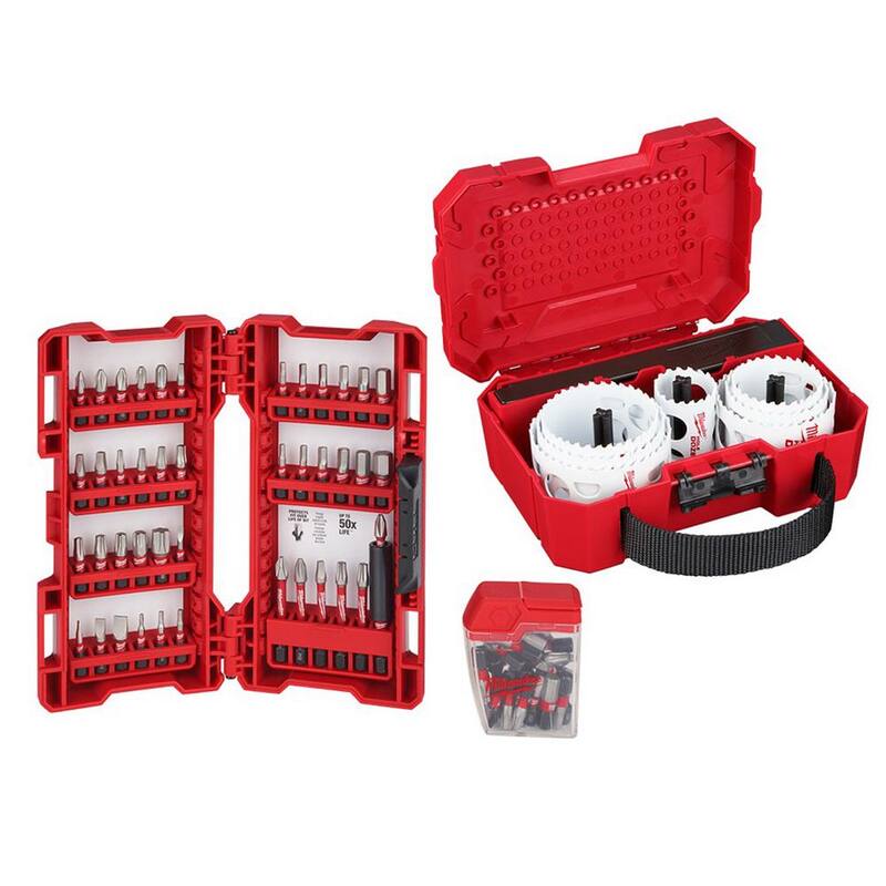 Juego de puntas de destornillador de aleación de acero para impacto SHOCKWAVE de Milwaukee con juego de sierras coronas bi-metálicas Hole Dozer de uso general (83 piezas) - 48-32-4497-49-22-4020.