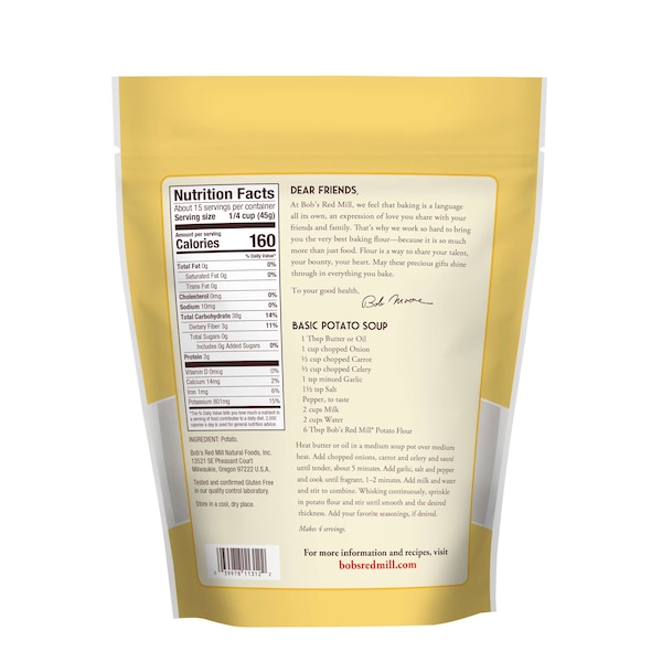 Bobs Red Mill Natural Foods Bob's Red Mill Potato Flour 24 oz. Resealable Pouches, PK4 - 1445S244