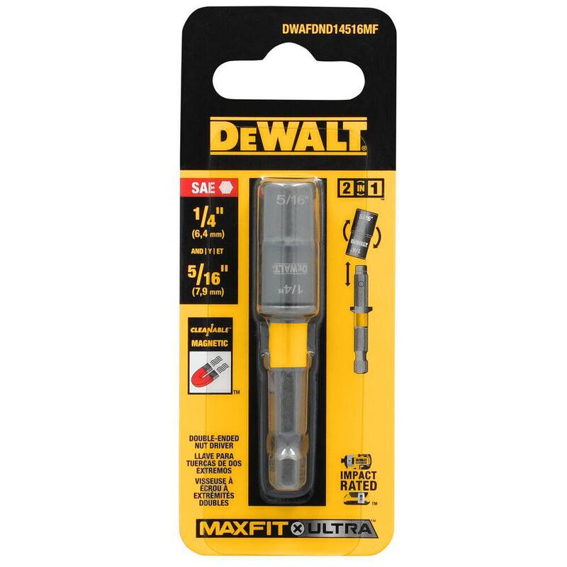 DEWALT MAXFIT ULTRA Juego de 2 piezas de dados desmontables de acero al carbono de 1/4 y 5/16 pulgadas con doble extremo (DWAFDND14516MF)