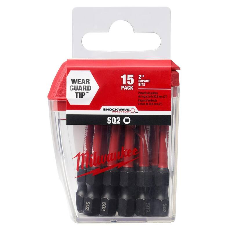 Milwaukee SHOCKWAVE Impact Duty 2 in. Square #2 Alloy Steel Screw Driver Bit (Paquete de 15 piezas) - 48-32-5010