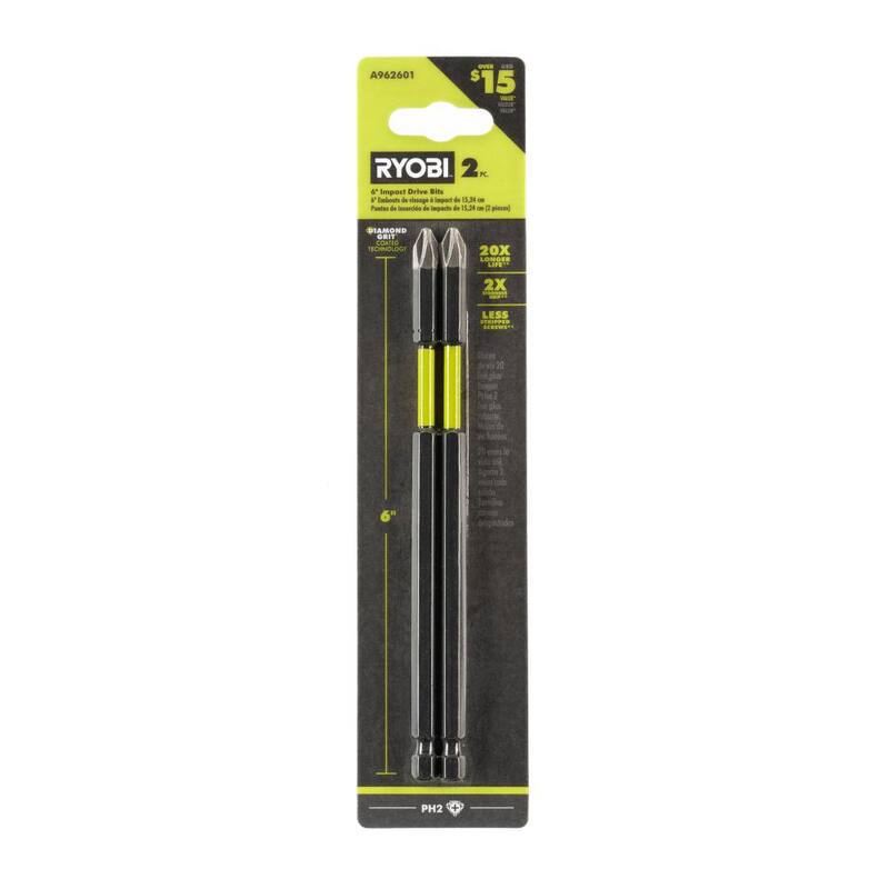 RYOBI 2-Piezas 6 in. Brocas de Impacto con Recubrimiento de Diamante - A962601