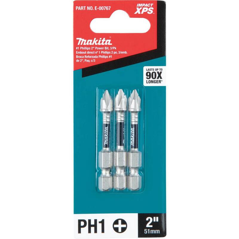 Makita Impact XPS #1 Phillips 2 in. Power Bit (paquete de 3) - E-00767