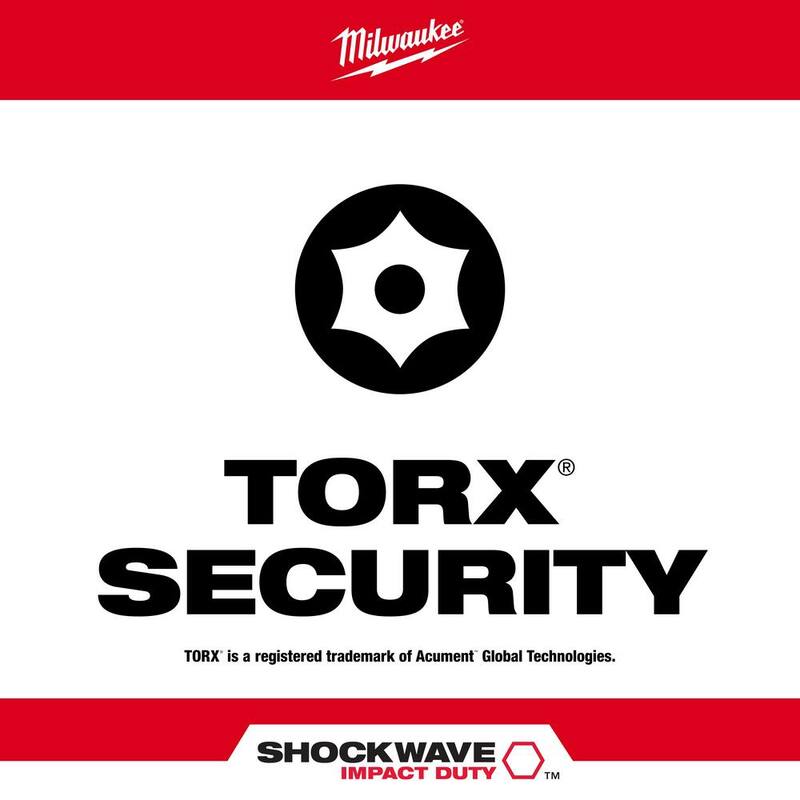 Juego de puntas de destornillador de seguridad Torx de aleación de acero Milwaukee SHOCKWAVE Impact Duty (10 piezas) - 48-32-4618