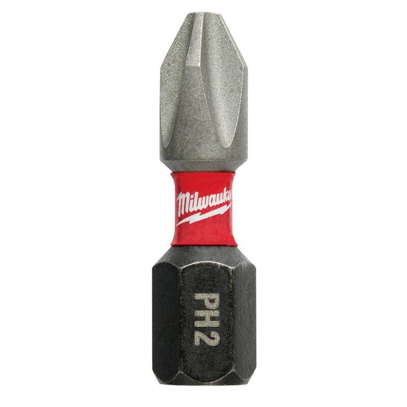 Milwaukee SHOCKWAVE Impact Duty 1 in. Phillips #2 Alloy Steel Insert Bit (Paquete de 2) - 48-32-4412