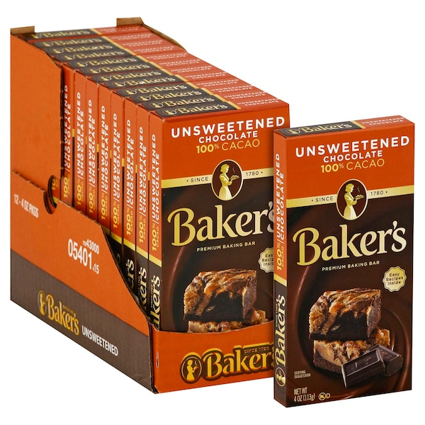Bakers Bakers Chocolate Unsweetened 4 oz., PK12 - 10043000054014