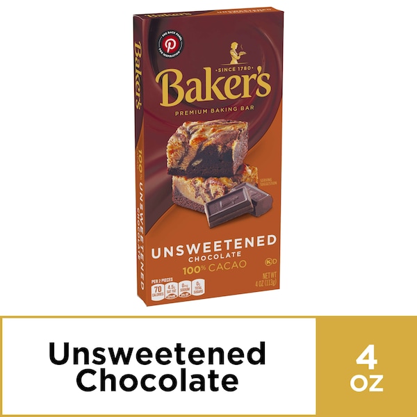 Bakers Bakers Chocolate Unsweetened 4 oz., PK12 - 10043000054014